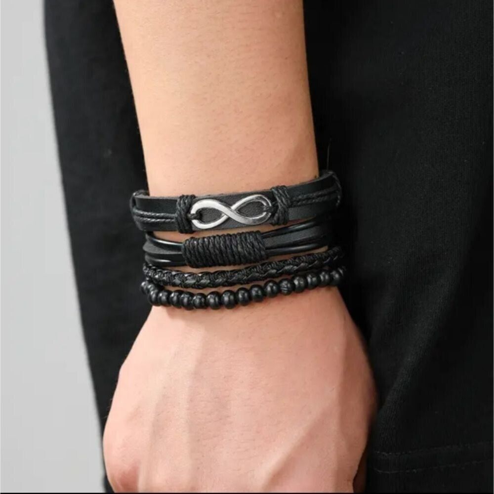 faux leather layered Braided Bracelet